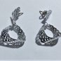 Vtg Sterling Silver MODERNIST Lacy Flattened Dangle Hoops Post Earrings Lot 60s