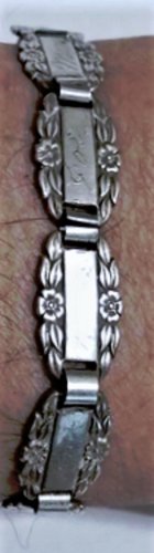 Vintage Sterling Silver Forget-Me-Not Links Name Bracelet Lot