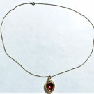 Vtg Gold Vermeil Plated Ruby Rhinestone Heart Locket Pendant Necklace Lot 18"