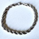 Vintage Sterling Silver Thick Rope Chain Bracelet Lot 7-1/8"