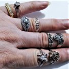 Vintage Sterling Silver Rings Lot Collection of 8 Sizes ~7.5 - 10