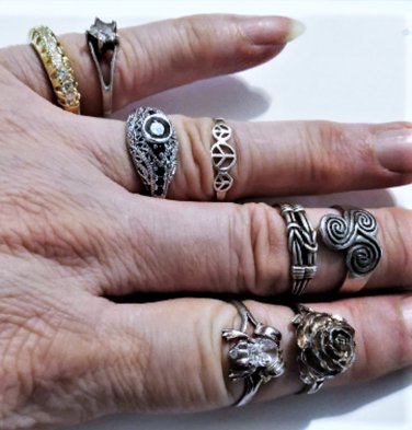 Vintage Sterling Silver Rings Lot Collection of 8 Sizes ~7.5 - 10