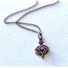 Vtg Sterling Silver Celtic Scottish Amethyst FEB Birthday Thistle Pendant Neckla