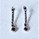 Vintage Sterling Silver Garnet & Marcasite Dangle Drop Post Earrings Lot