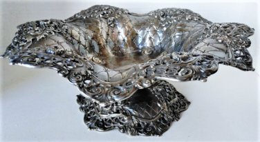 Antique Sterling Silver Redlich Huge Centerpiece Pedestal Bowl Lot 10"