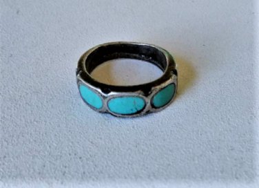 Vintage Sterling Silver Old Pawn Southwest Navajo Turquoise Ring Lot Size 7