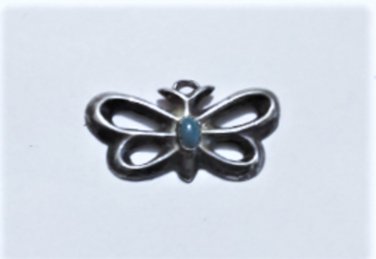 Vtg Sterling Silver Southwest Navajo Turquoise Sandcast Butterfly Pendant Lot