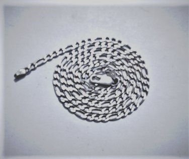 Vintage Sterling Silver ITALY Cuban Figaro Chain Necklace Lot 20.5"