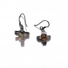 Vintage Sterling Silver Southwestern Amber Cross Dangle Earrings Lot
