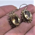Vtg Sterling 925 Silver Beautiful Faceted Citrine Dangle Drop Wire Earrings Lot