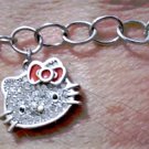 Vintage Sterling Silver Sanrio HELLO KITTY Crystal CZ Dangle Charm Bracelet Lot