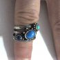 Vtg 925 Sterling Southwest Style Turquoise Lapis Handmade Ring Adjustable