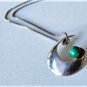 Vintage Sterling Silver MODERNIST Malachite Swirl Pendant Necklace Lot 24"
