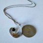 Vintage Sterling Silver MODERNIST Malachite Swirl Pendant Necklace Lot 24"