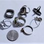 Vintage Sterling Silver Peridot Onyx Citrine & CZ Rings Lot Collection 7 Pieces
