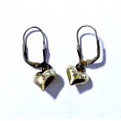 Vintage Gold Vermeil Etched Puffy Hearts Leverback Dangle Drop  Earrings Lot