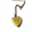 Antique Victorian G F Jeweled Floral Mourning Heart locket Pendant Necklace Lot