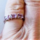 Vintage Sterling Silver 3-Stone Amethyst FEB Birthday Ring Lot Size 8