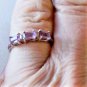 Vintage Sterling Silver 3-Stone Amethyst FEB Birthday Ring Lot Size 8