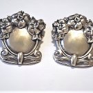 Vintage Sterling 925 RJ Signed Floral Engravable Luggage Tag Clip Earrings Lot