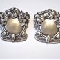 Vintage Sterling 925 RJ Signed Floral Engravable Luggage Tag Clip Earrings Lot