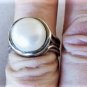 Vtg Sterling Silver ISRAEL MODERNIST Organic Style Mabe Pearl Ring Lot Size 7
