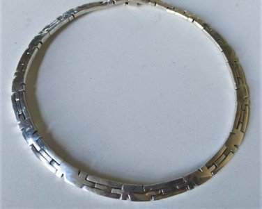 Vtg Sterling Silver Southwestern Taxco MEXICO HNZI Link Heavy Necklace ~ 18.25"