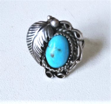 Vintage Sterling Silver Old Pawn Turquoise Navajo Ring Lot Size 6.5