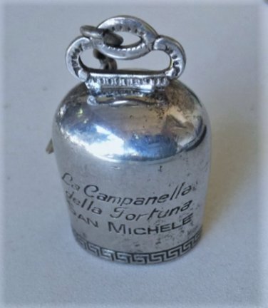 Vtg Sterling Silver CAMPANELLA DELLA FORTUNA Lucky WWII Pilot Bell Fob Pendant
