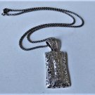 Vtg Sterling Silver Beautiful Scrollwork Pendant on Caviar Chain Necklace 18"