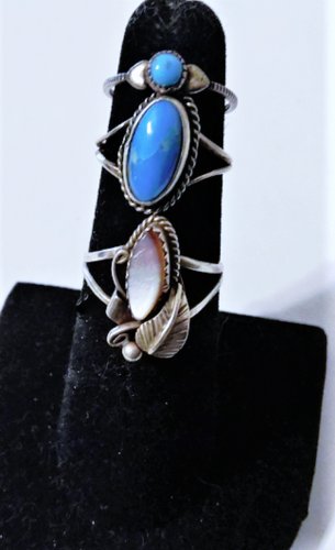 Vintage Sterling Silver SOUTHWEST Navajo Turquoise MOP Rings Lot Collection