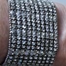Vintage Silver Tone Wide Sparkle Bling Rhinestone Bracelet Lot 7-1/4"