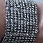Vintage Silver Tone Wide Sparkle Bling Rhinestone Bracelet Lot 7-1/4"