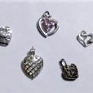 Vintage Sterling Silver Heart Charms & Necklace Pendants Lot