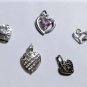 Vintage Sterling Silver Heart Charms & Necklace Pendants Lot