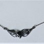 Vintage Sterling Silver Southwest Black Onyx Pendant Necklace ~ 17-18"
