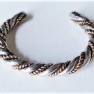 Southwest Navajo 12K GF Wire Wrapped Sterling Silver Heavy Twist Cuff Bracelet