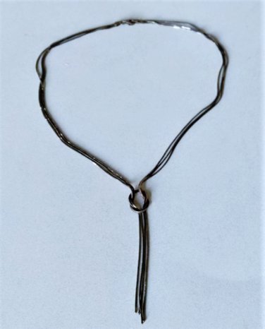 Vintage Sterling Silver 3-Strand Square Snake Chain iTALY Lariat Necklace Lot