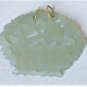 Antique Chinese Qing Carved White Cabinet Jade Flower Necklace Pendant 14k Bails