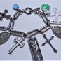 Vtg Sterling 925 SOUTHWEST Toggle Bracelet Collection Religious Charms Crosses