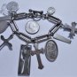 Vtg Sterling 925 SOUTHWEST Toggle Bracelet Collection Religious Charms Crosses