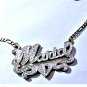 Vtg Sterling Silver Gold Vermeil *MARIA* Name Plaque Figaro Chain Necklace Lot
