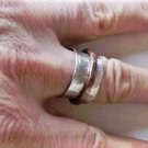 Vintage Sterling & Copper MODERNIST Hammered Wide Band Ring Lot Sz 10
