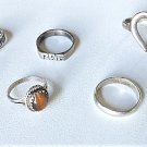 Vintage Sterling Silver Southwest Mixed Turquoise Tiger Eye Ring Lot Collection
