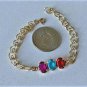 Vintage 12K Gold Filled Colorful Paste Stones Chain Bracelet Lot 7-1/8"