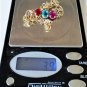 Vintage 12K Gold Filled Colorful Paste Stones Chain Bracelet Lot 7-1/8"