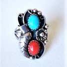 Vtg Sterling Silver Old Pawn Southwest Turquoise Coral Navajo Ring Lot Sz 6