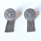 Vtg Sterling Silver Fringed Tassel Filigree Shield Tribal Earrings Lot ANATOLI