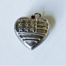 Vintage Sterling Silver Big Puffy Heart American Flag Necklace Pendant Lot