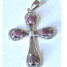 Vintage Sterling Silver DBJ Ruby Diamond Cross Necklace Pendant Lot